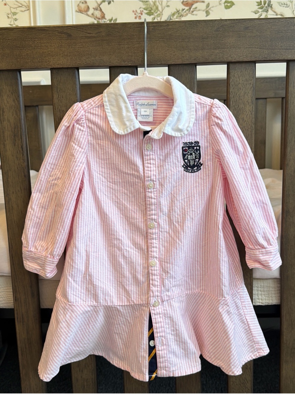 Ralph Lauren Pink and White Striped Button-Front Dress